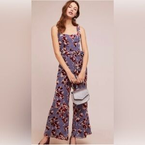 Anthropologie Moulinette Soeurs Velvet Burnout Wide Leg Jumpsuit Size 8
